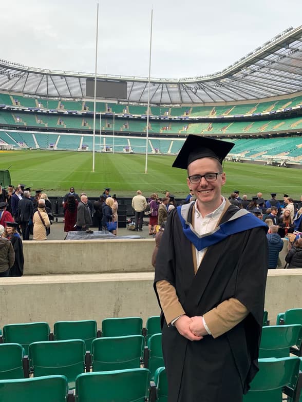 Graduation ceremony photo of Harry 