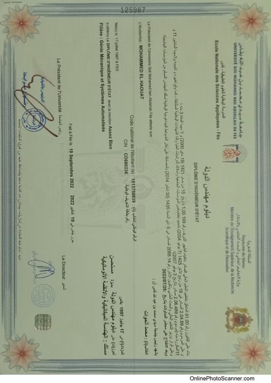 Verified degree or teaching certification of Mohammed 