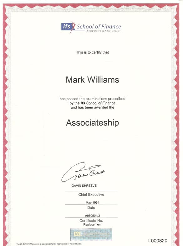 Verified degree or teaching certification of Mark 