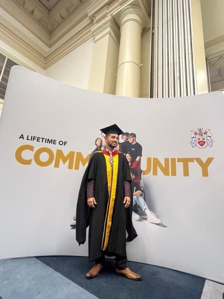 Graduation ceremony photo of Prakash 