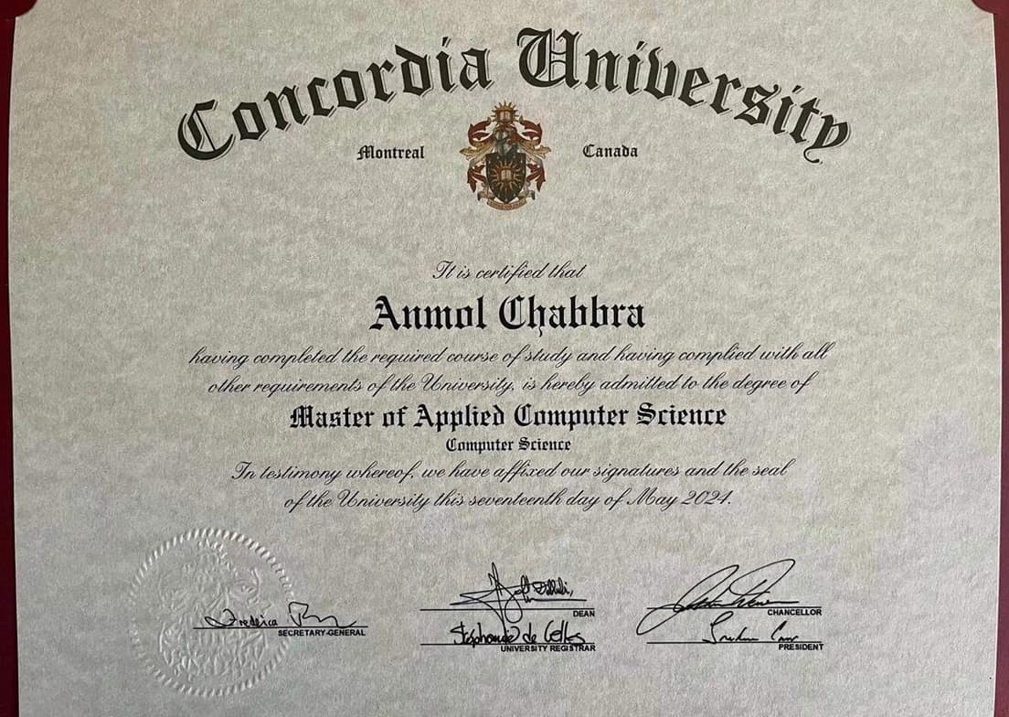 Verified degree or teaching certification of Anmol