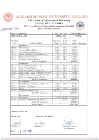 Verified degree or teaching certification of Shirazul 