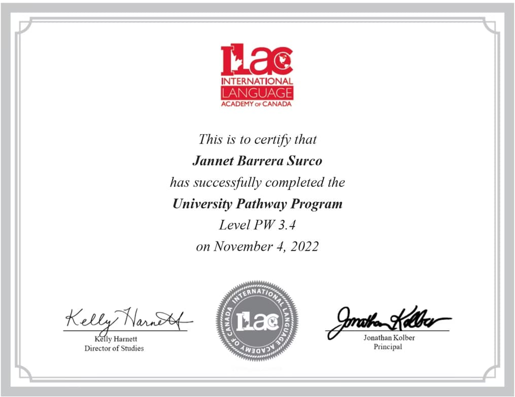 Verified degree or teaching certification of Jannet 