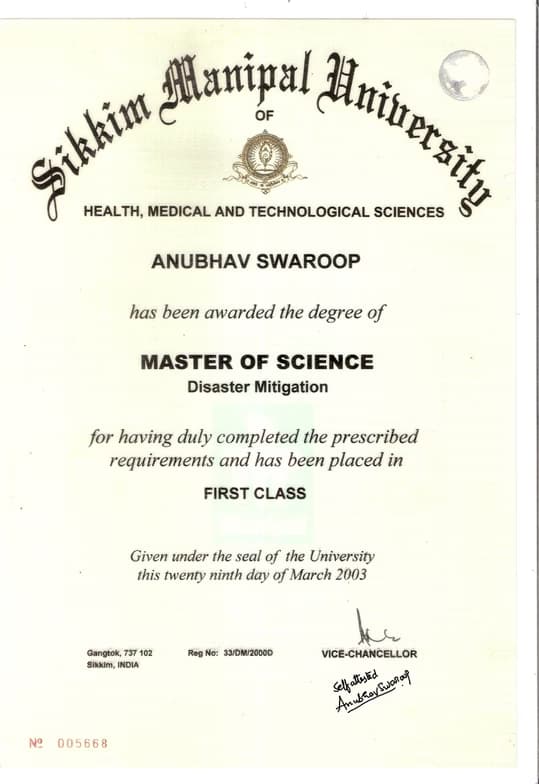Verified degree or teaching certification of Anubhav  
