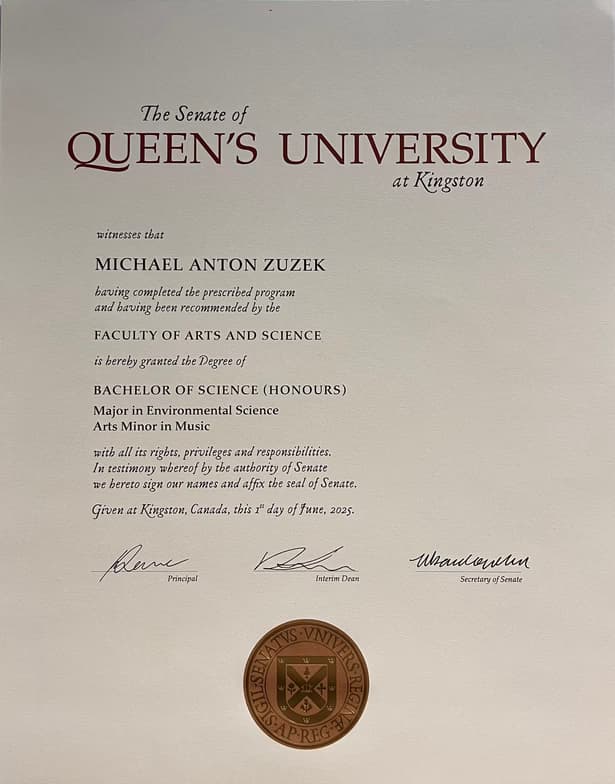 Verified degree or teaching certification of Michael 