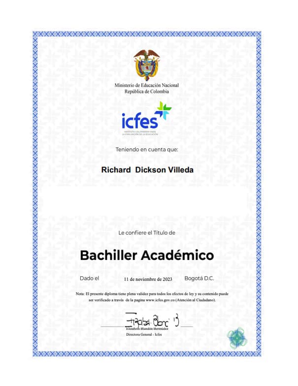 Verified degree or teaching certification of Richard 