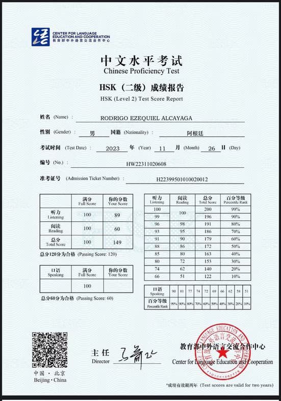 Verified degree or teaching certification of Rodrigo 
