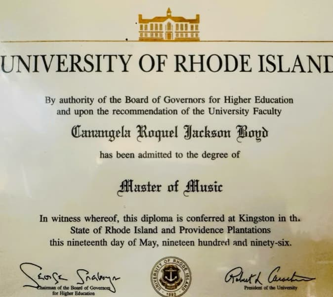 Verified degree or teaching certification of Canangela 