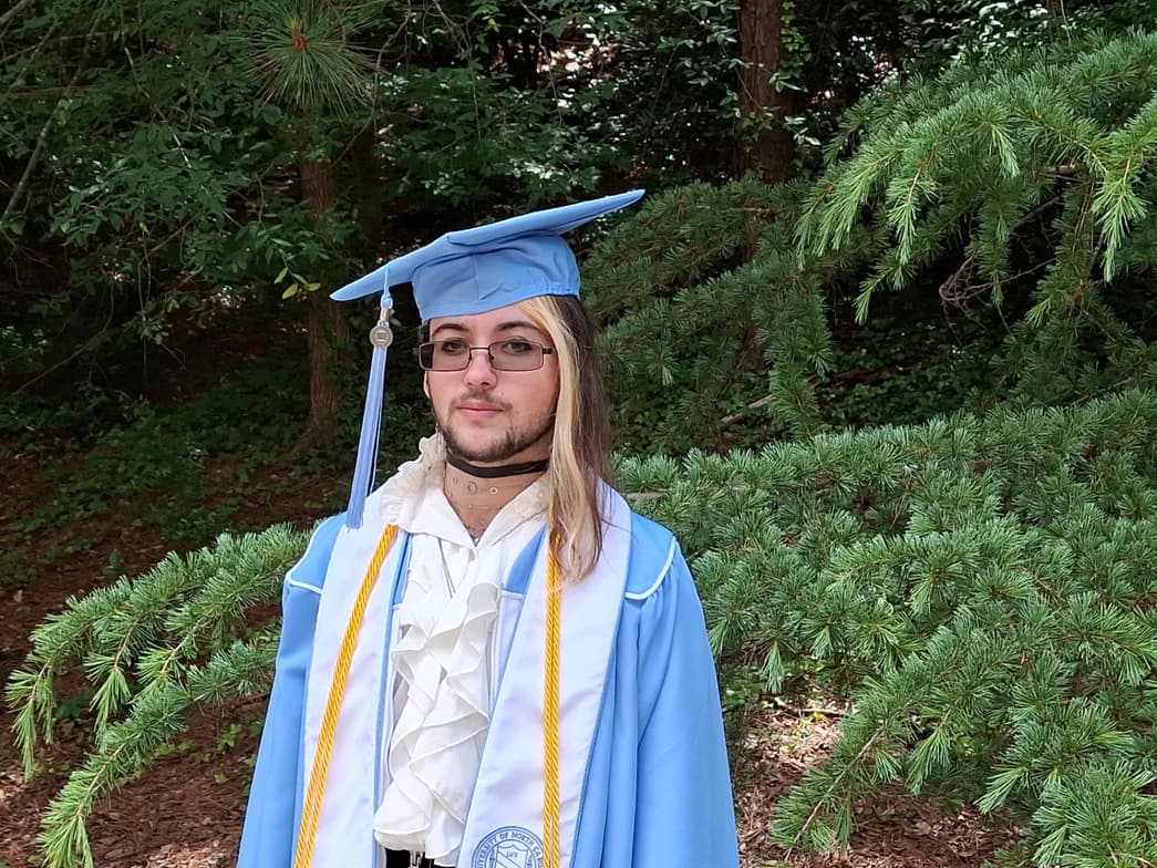 Graduation ceremony photo of Cassian 