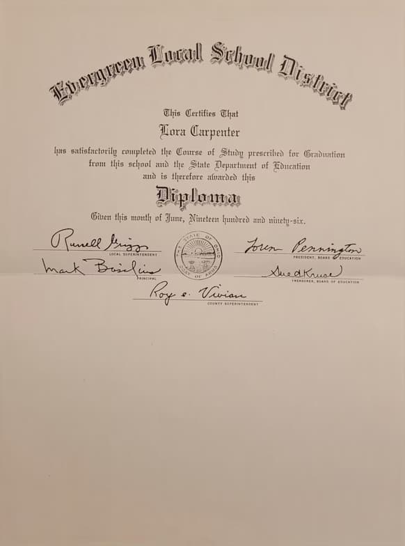 Verified degree or teaching certification of L. 