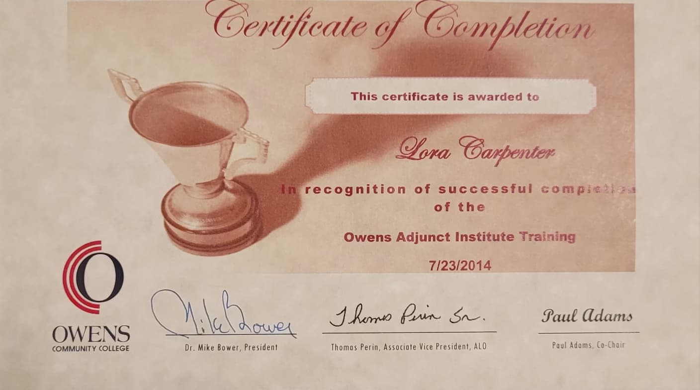 Verified degree or teaching certification of L. 