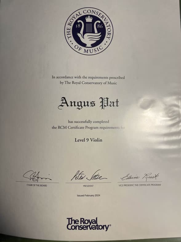 Verified degree or teaching certification of Angus 