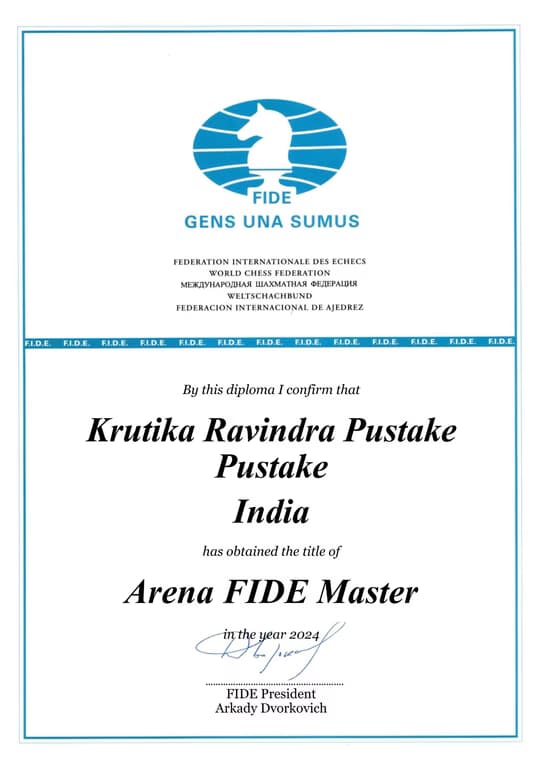 Verified degree or teaching certification of Krutika 