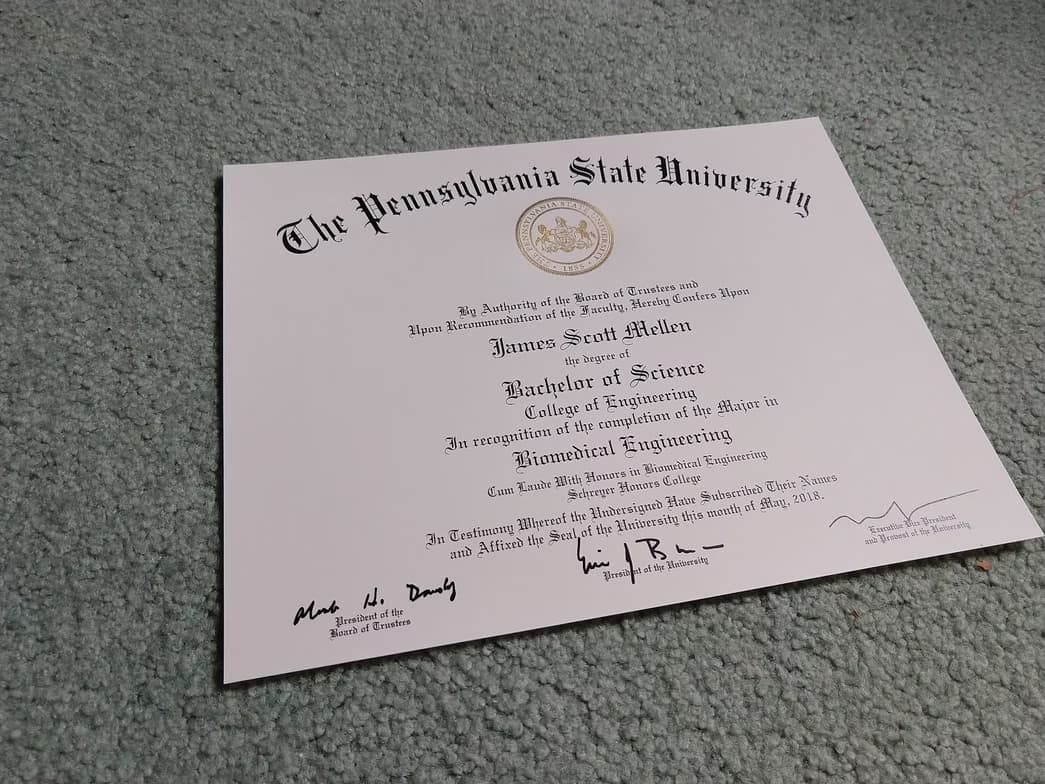 Verified degree or teaching certification of James 