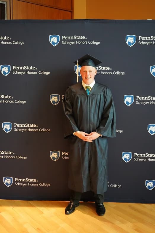 Graduation ceremony photo of James 