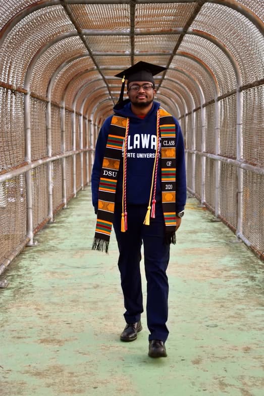 Graduation ceremony photo of Adrian 