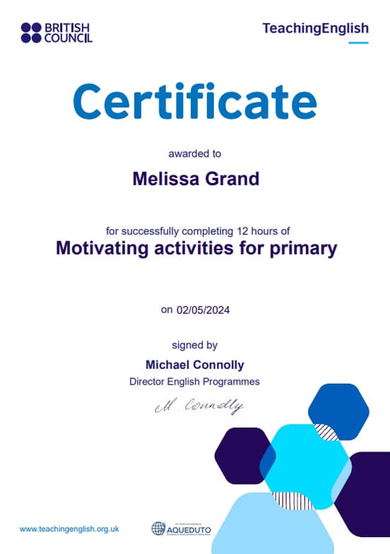 Verified degree or teaching certification of Melissa