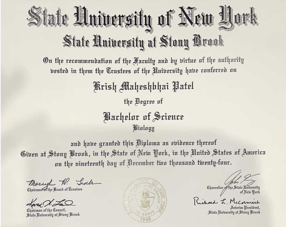 Verified degree or teaching certification of Krish 