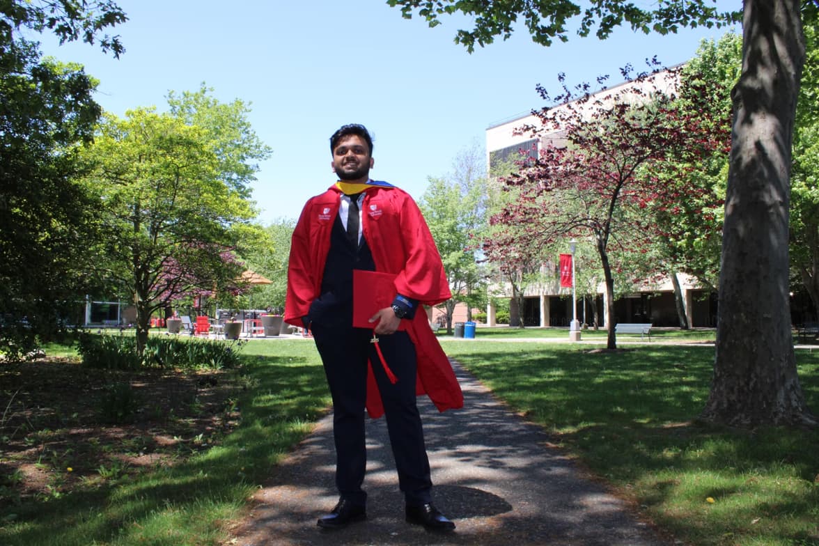 Graduation ceremony photo of Krish 