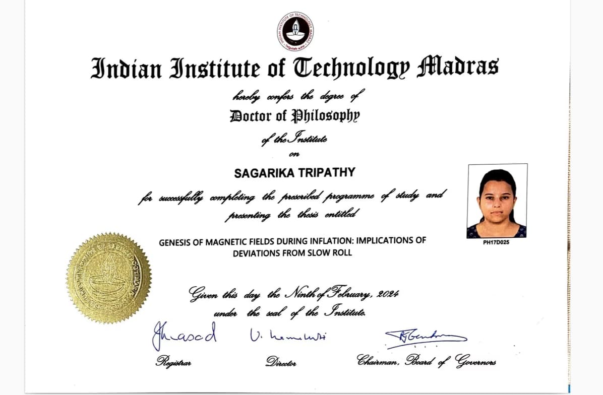 Verified degree or teaching certification of Sagarika 