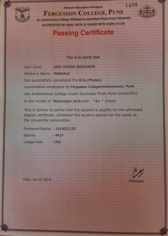 Verified degree or teaching certification of Hitesh 