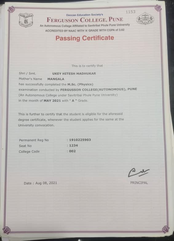 Verified degree or teaching certification of Hitesh 