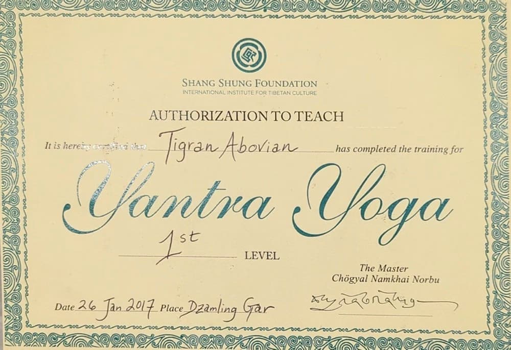 Verified degree or teaching certification of Tigran 