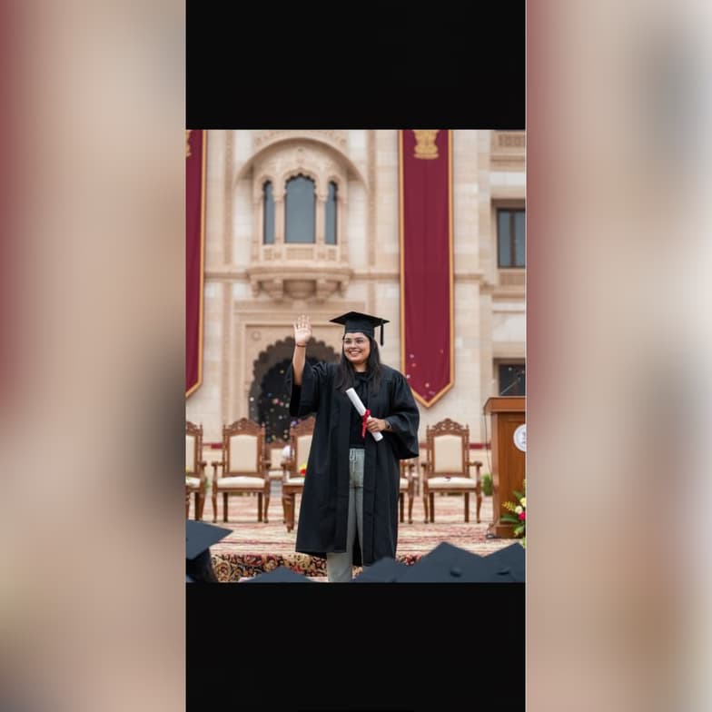 Graduation ceremony photo of Geeta 