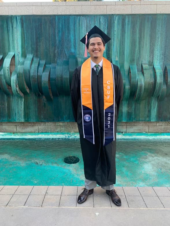 Graduation ceremony photo of Josh 