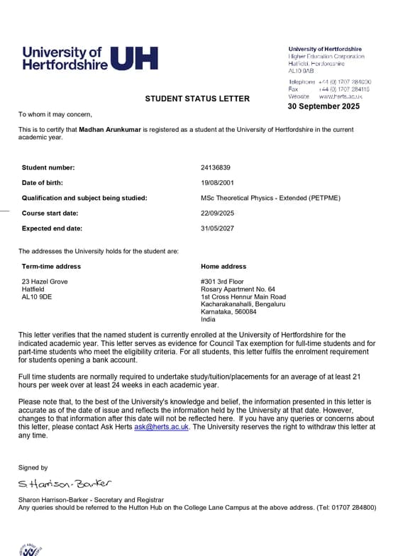 Verified degree or teaching certification of Madhan 