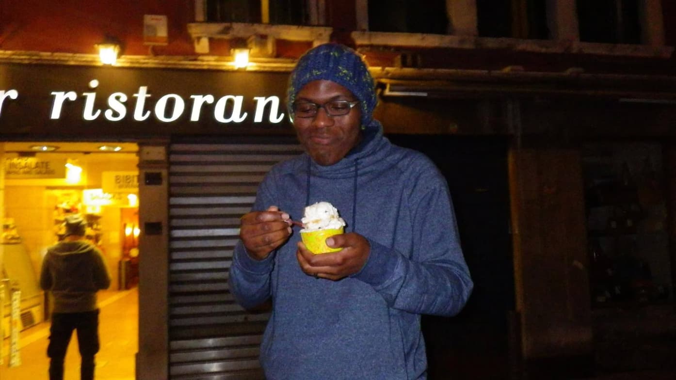 Travel snapshot of David during a trip 