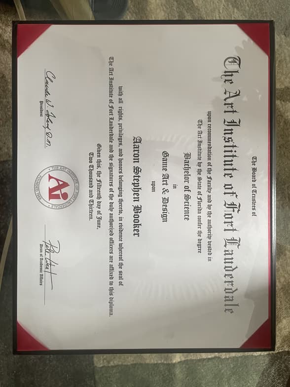 Verified degree or teaching certification of Aaron 