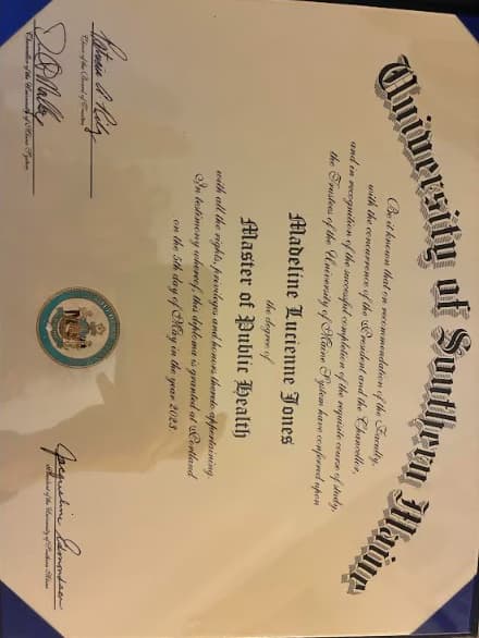 Verified degree or teaching certification of Madeline 