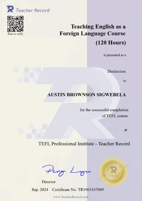 Verified degree or teaching certification of Austin 