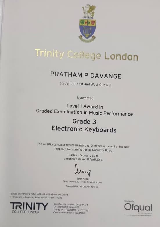 Verified degree or teaching certification of Pratham  