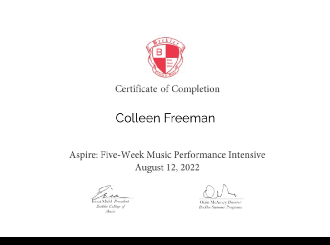 Verified degree or teaching certification of Colleen 