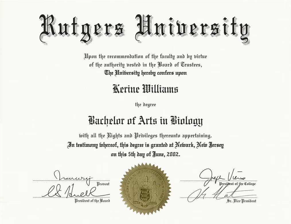 Verified degree or teaching certification of Kerine 
