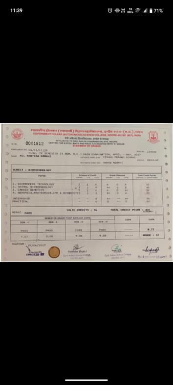 Verified degree or teaching certification of Kratika  