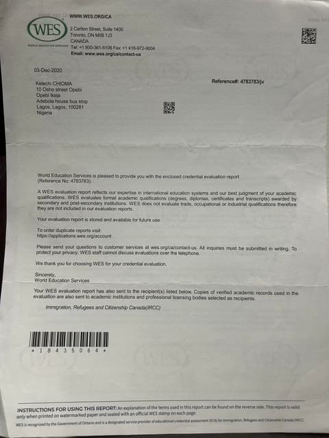 Verified degree or teaching certification of Kelechi 