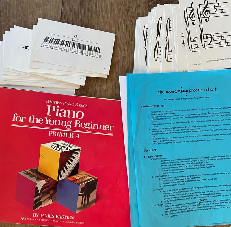 Piano learning materials by Nicole