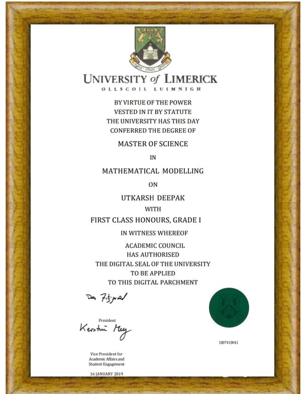 Verified degree or teaching certification of Utkarsh 