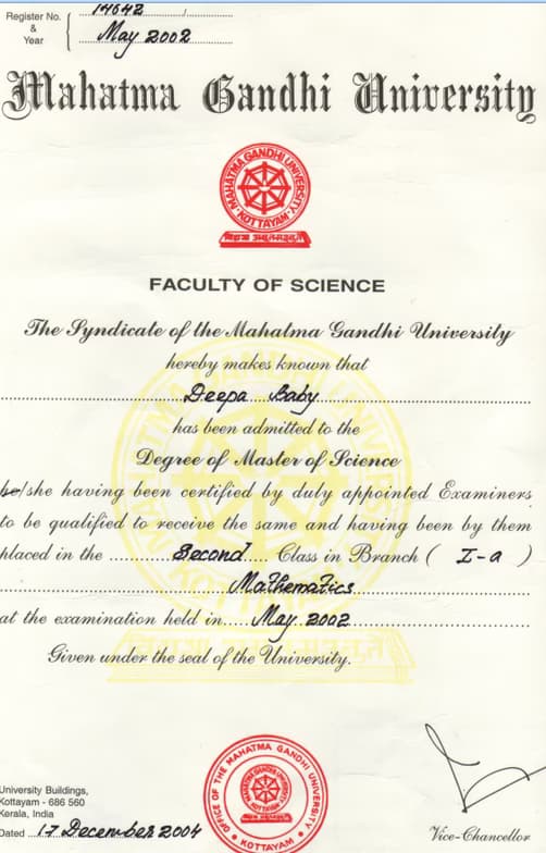 Verified degree or teaching certification of  