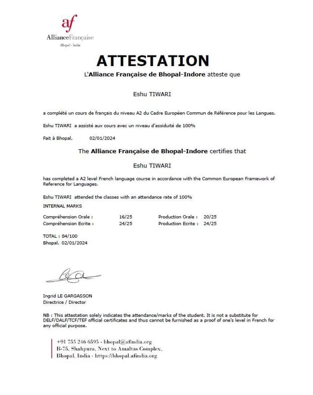 Verified degree or teaching certification of Eshu 