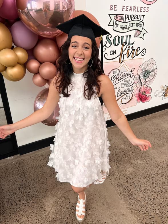 Graduation ceremony photo of Sarah 