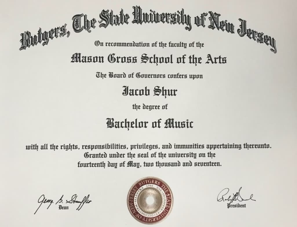 Verified degree or teaching certification of Jacob 