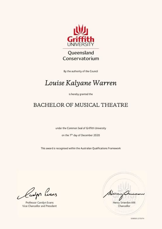 Verified degree or teaching certification of Kalyane 