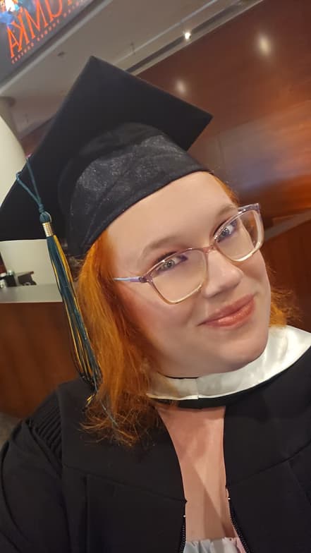 Graduation ceremony photo of Catherine 