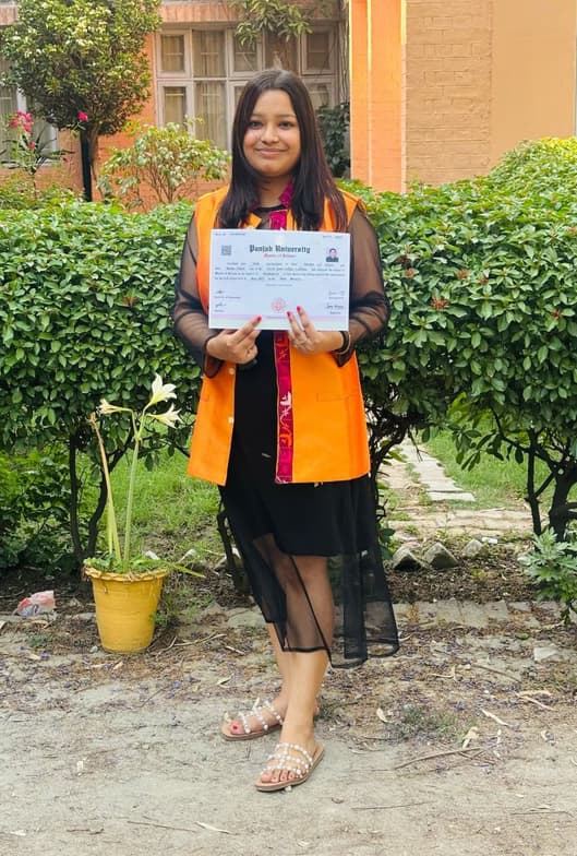 Graduation ceremony photo of Neha 