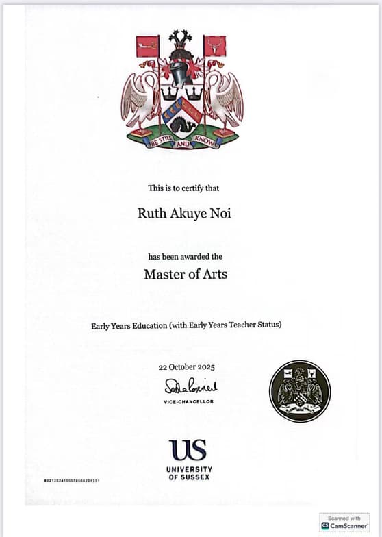 Verified degree or teaching certification of Ruth