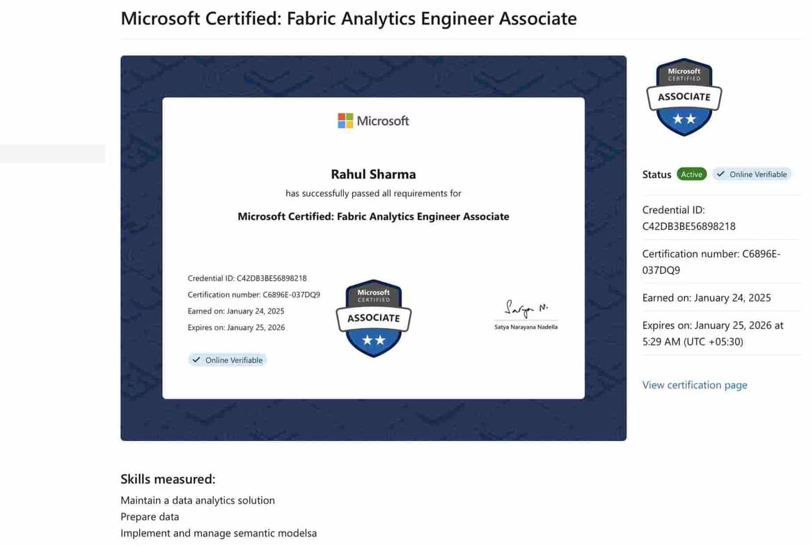 Verified degree or teaching certification of Rahul 